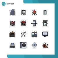 Set of 16 Modern UI Icons Symbols Signs for building result list report card summer Editable Creative Vector Design Elements