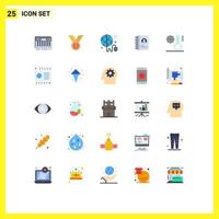 User Interface Pack of 25 Basic Flat Colors of contact world leader wifi internet of things Editable Vector Design Elements