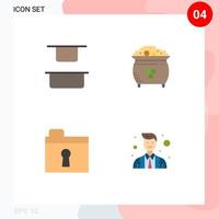 Editable Vector Line Pack of 4 Simple Flat Icons of distribute keyhole clover pot officer Editable Vector Design Elements