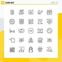 Universal Icon Symbols Group of 25 Modern Lines of portfolio business case right weapon server Editable Vector Design Elements