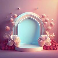 Pink podium 3d illustration for product display photo
