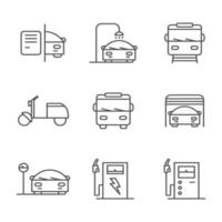 Set of outline car icons. Vector illustration