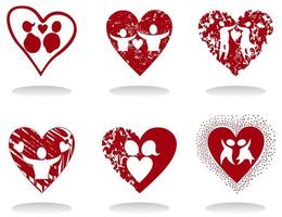 Set of icons of red hearts. A vector illustration