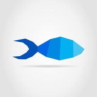 Abstract blue fish made of rectangles on a grey background vector