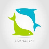 Blue and green fish on a grey background vector