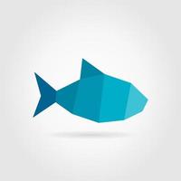 Abstract blue fish made of rectangles on a grey background vector