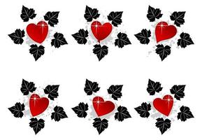 Set of icons of red hearts. A vector illustration