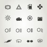 Set of icons of devices of the car. A vector illustration