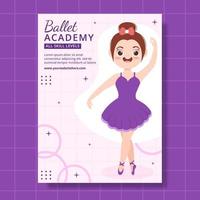 Ballet or Ballerina Poster Flat Cartoon Hand Drawn Background Templates Illustration vector
