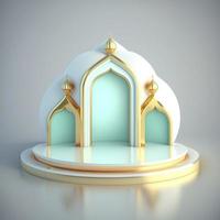 3D Realistic Rendering Ramadan Scene Islamic Podium background for Product Display photo