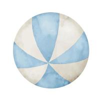 Watercolor baby Toy Ball. Hand drawn illustration of beachball in pastel blue and beige colors on isolated background. Element for sport game. Object for play. Colorful painting for kid design vector