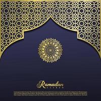 islamic greeting ramadan kareem card design background with modern ornament vector