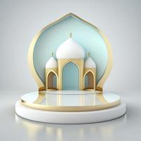 3D Realistic Rendering Ramadan Scene Islamic Podium background for Product Display photo