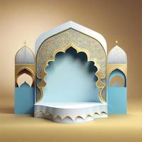 3d render illustration of mosque stage for podium or ramadan product display photo