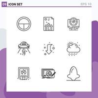 Modern Set of 9 Outlines and symbols such as alien ship report space location Editable Vector Design Elements