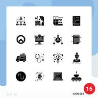 16 Universal Solid Glyph Signs Symbols of shield help drawing guide book Editable Vector Design Elements