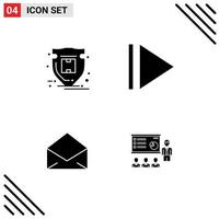Set of 4 Modern UI Icons Symbols Signs for package presentation parcel mail business Editable Vector Design Elements