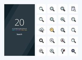 20 Search line Filled icon for presentation vector