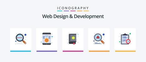 Web Design And Development Flat 5 Icon Pack Including secure. scan. responsive. bug. design. Creative Icons Design vector