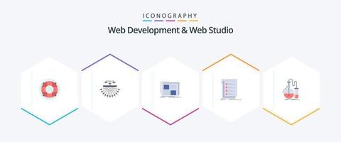 Web Development And Web Studio 25 Flat icon pack including checklist. structure. text. frame vector