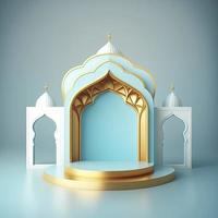 3d render illustration of mosque stage for podium or ramadan product display photo