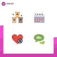 Flat Icon Pack of 4 Universal Symbols of box off packaging healthy diet heart Editable Vector Design Elements