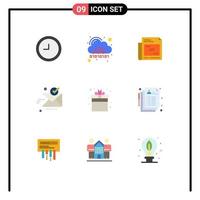 Flat Color Pack of 9 Universal Symbols of box good ad ok send Editable Vector Design Elements