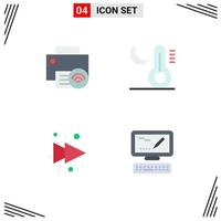 Stock Vector Icon Pack of 4 Line Signs and Symbols for computers arrow hardware moon right Editable Vector Design Elements