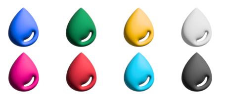 jeu d'icônes d'eau, éléments graphiques de symboles colorés png