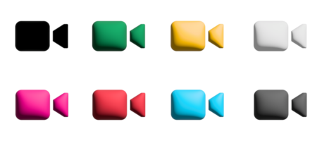 conjunto de iconos de cámara de video, elementos gráficos de símbolos coloridos png