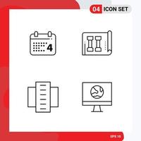 paquete de iconos de vectores de stock de 4 signos y símbolos de línea para la construcción de calendarios elementos de diseño de vectores editables de pisos de inventario americano