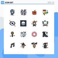 16 User Interface Flat Color Filled Line Pack of modern Signs and Symbols of affiliate startup mail shipping product release Editable Creative Vector Design Elements