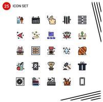 25 Universal Filled line Flat Color Signs Symbols of direction server gesture datacenter school supplies Editable Vector Design Elements