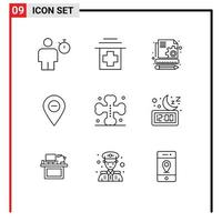 9 Universal Outline Signs Symbols of cross pin content marker location Editable Vector Design Elements