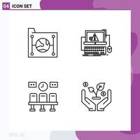 Set of 4 Modern UI Icons Symbols Signs for cloud system file crash train Editable Vector Design Elements