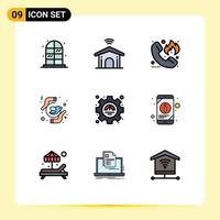 Set of 9 Modern UI Icons Symbols Signs for efficiency peace emergency freedom equality Editable Vector Design Elements