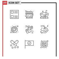 Set of 9 Modern UI Icons Symbols Signs for ecology space drink planet sun Editable Vector Design Elements