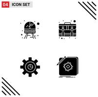 Set of 4 Modern UI Icons Symbols Signs for public graph vehicle case gear Editable Vector Design Elements