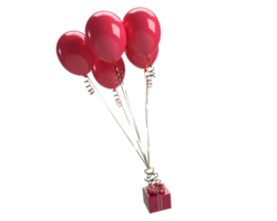 Pink red color gift award fly balloon helium symbol decoration ornament happy valentine 14 fourteen february surprise love heart romantic wedding celebration festival anniversary holiday.3d render png