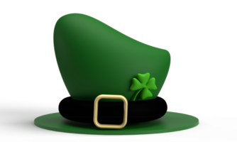 cappello berretto foglia pianta flora fiore botanica verde nero colore simbolo decorazione santo patrick giorno trifoglio fata irlandesi Irlanda nazione nazione persona 17 diciassette marzo cultura celebrazione.3d rendere png