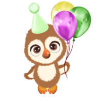 Cute sparrow with a ballons png