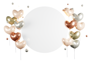 Concepto de representación 3d de plantilla de tarjeta de fondo con forma de corazón de globo de San Valentín con espacio para texto. Ilustración de procesamiento 3d. png