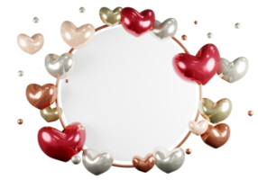 3D Rendering concept of Valentine balloon heart shape background card template with space for text. 3D Render illustration. png