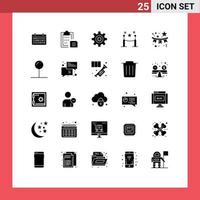 Set of 25 Vector Solid Glyphs on Grid for confetti paling paper fence motivation Editable Vector Design Elements