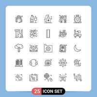 grupo de símbolos de iconos universales de 25 líneas modernas de brújula marketing gestión de limpieza tabla elementos de diseño vectorial editables vector