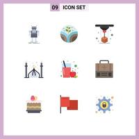 Modern Set of 9 Flat Colors Pictograph of apple juice moon modeling cresent mosque Editable Vector Design Elements