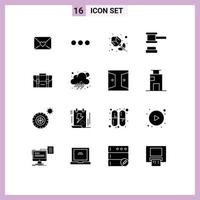 Set of 16 Modern UI Icons Symbols Signs for travel backpack red tools hammer Editable Vector Design Elements