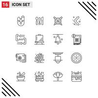 Outline Pack of 16 Universal Symbols of contact call paid navigation arrow Editable Vector Design Elements