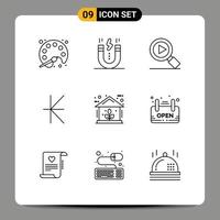 Set of 9 Vector Outlines on Grid for green laos snap lao currency Editable Vector Design Elements