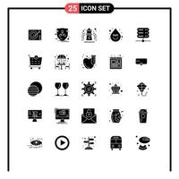 Set of 25 Modern UI Icons Symbols Signs for network water shield ho beverage Editable Vector Design Elements